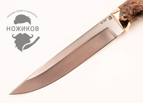 Нож Финка, сталь M390, рукоять карельская береза