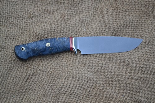 Нож Кайман - сталь К110, нейзильбер, G10, стабильзированный кап клёна, мозаичные пины.