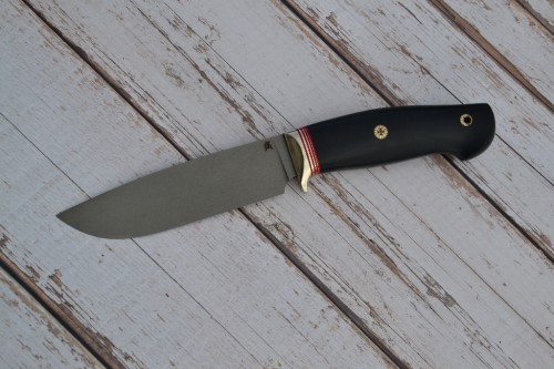 Нож Кайман - сталь К110, нейзильбер, G10, микарта, мозаичный пин.