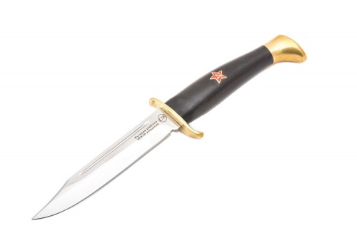 нож разведчика «НР-40» сталь кованая 95х18 - рукоять черный граб вставка «красная звезда СССР'