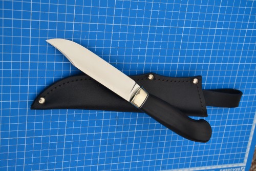 Нож - сталь Х12МФ, мельхиоровое литьё, G10, граб.