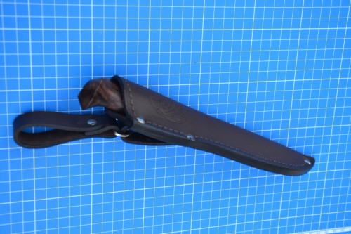 Нож Финка (вариант 1) - сталь К340, мельхиоровая оковка (маленькая), G10, корень ореха.