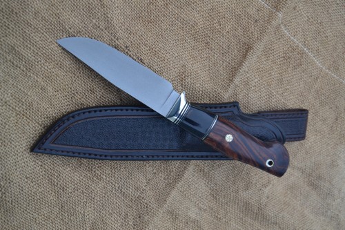 Нож Егерь - сталь М398, нейзильбер, G10, рог буйвола, айронвуд, мозаичные пины.